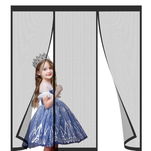 Moustiquaire magnétique 205x215cm rideau de porte anti-insectes noir sans perçage - 2