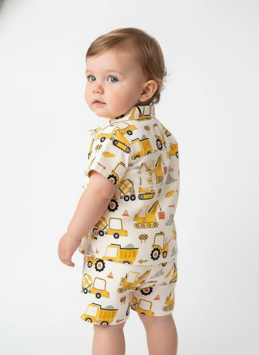 EMBLIKA Baby Boys And Girls Casual Printed Pattern Shirt -Short | kids clothing| cotton set | Boys co-ords set|Baby Boy Clothing Set 2