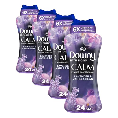 Image of Downy Calm In Wash Laundry Scent Booster Beads, Soothing Lavender And Vanilla Bean Scent, 24.0 OZ, Laundry Scent Beads, Long Lasting Freshness (Pack of 4)
