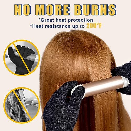 ikoco heat proof medium glove mitts for hair styling - 2pcs for flat iron curling wand and hot-air brushes