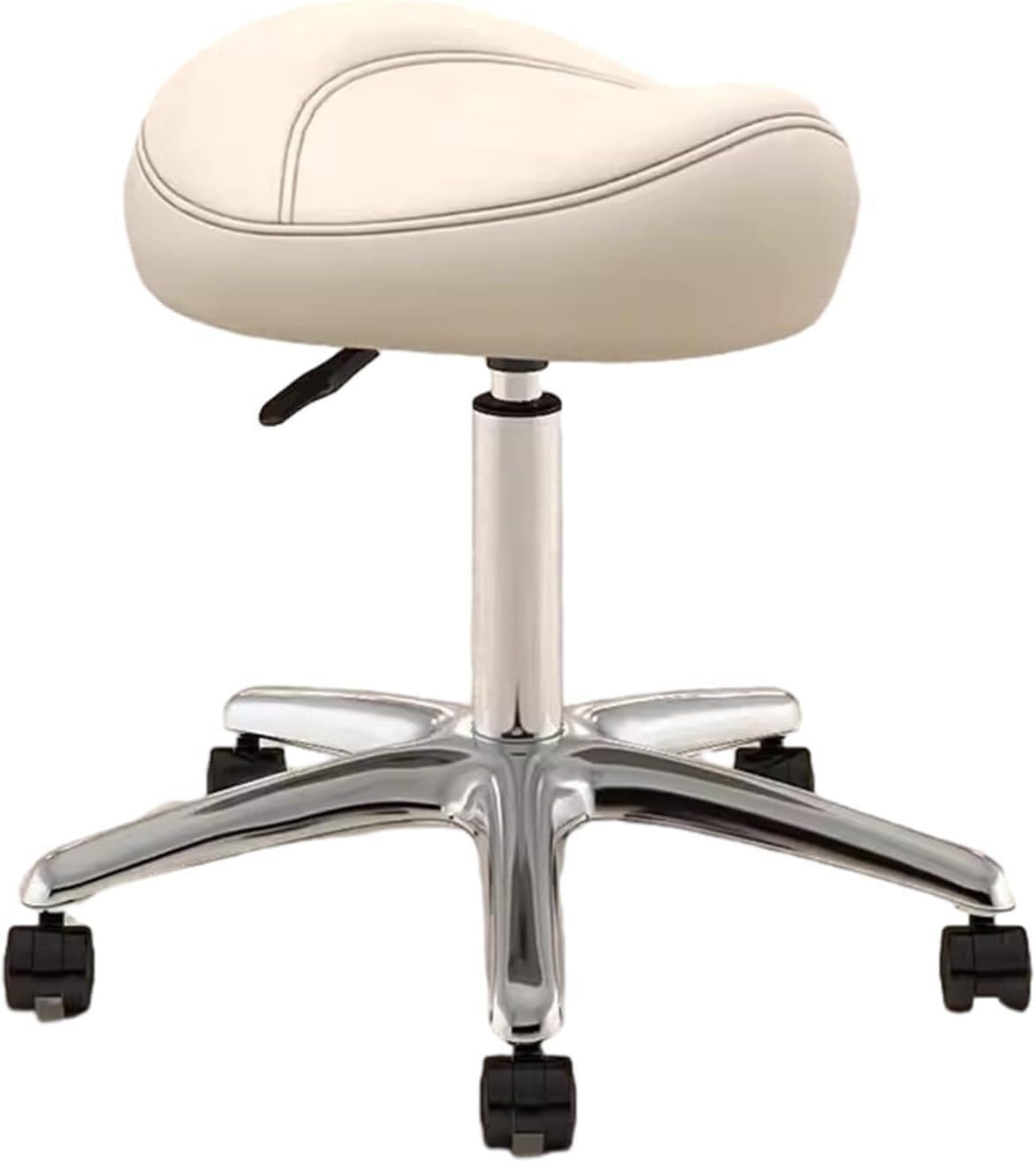 Adjustable Height Saddle Stool - 360° Swivel Rolling Chair with PU Wheels &amp; Metal Base - for Dental Hygienists(Beige)