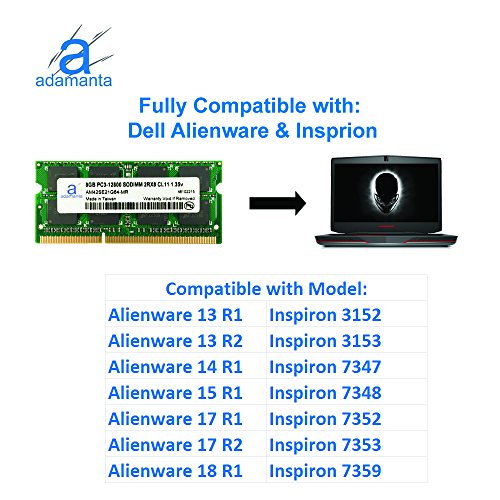 Image of Adamanta 8GB (1x8GB) Compatible for Dell Precision Mobile Workstation M4600, Workstation M4700 DDR3L 1600Mhz PC3L-12800 SODIMM 2Rx8 CL11 1.35v Notebook Laptop Memory RAM Upgrade