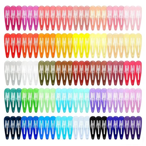 120 Pack Colorful Metal Snap Hair Clips, 2 Inch Barrettes in 40 Assorted Candy Colors, Non-Slip Hair Accessories for Kids Teens Women