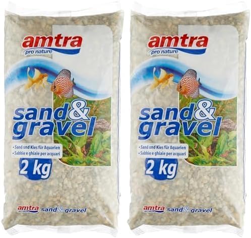 Croci Amtra Polychrome - Natural aquarium gravel, decorative soil, sand and white gravel, grains 3-4 mm, 2 KG (Pack of 2)