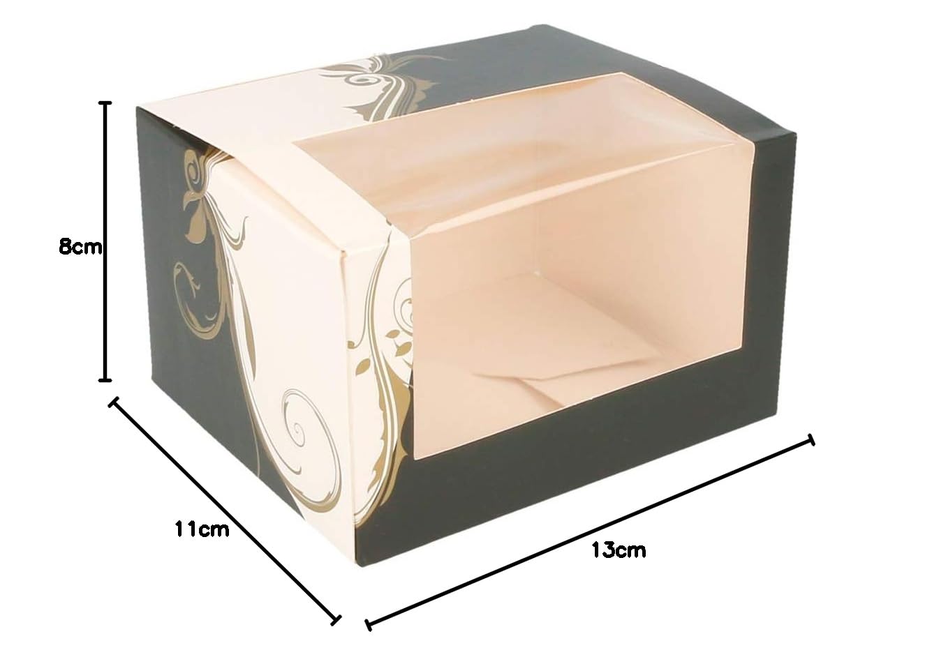 García de Pou 204.74 - Scatole da pasticceria con finestra, 275 G/M2, 11 x 13 x 8 cm, set da 50, colore: bianco