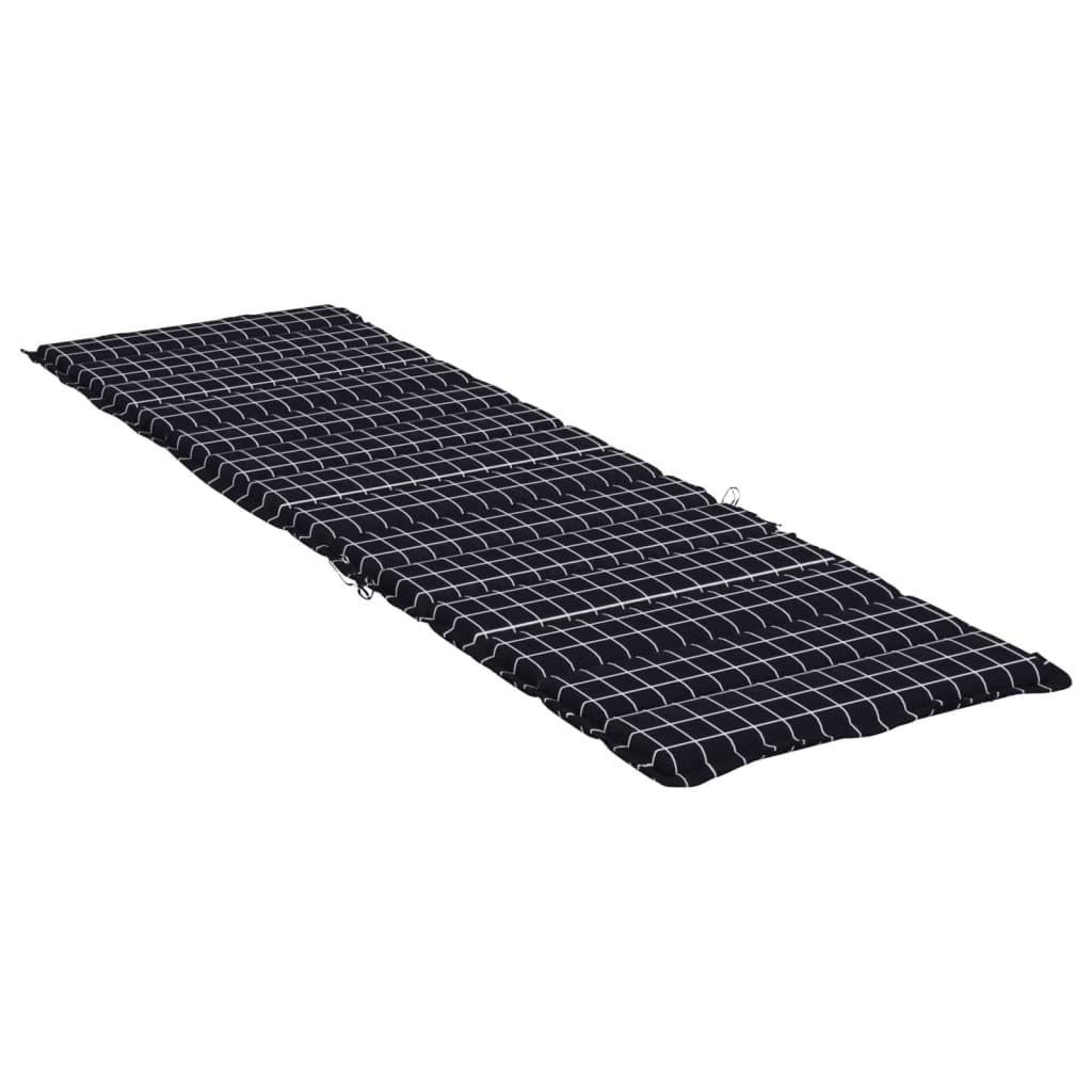 Cuscino per lettino prendisole, motivo a quadri, 200 x 50 cm, colore nero