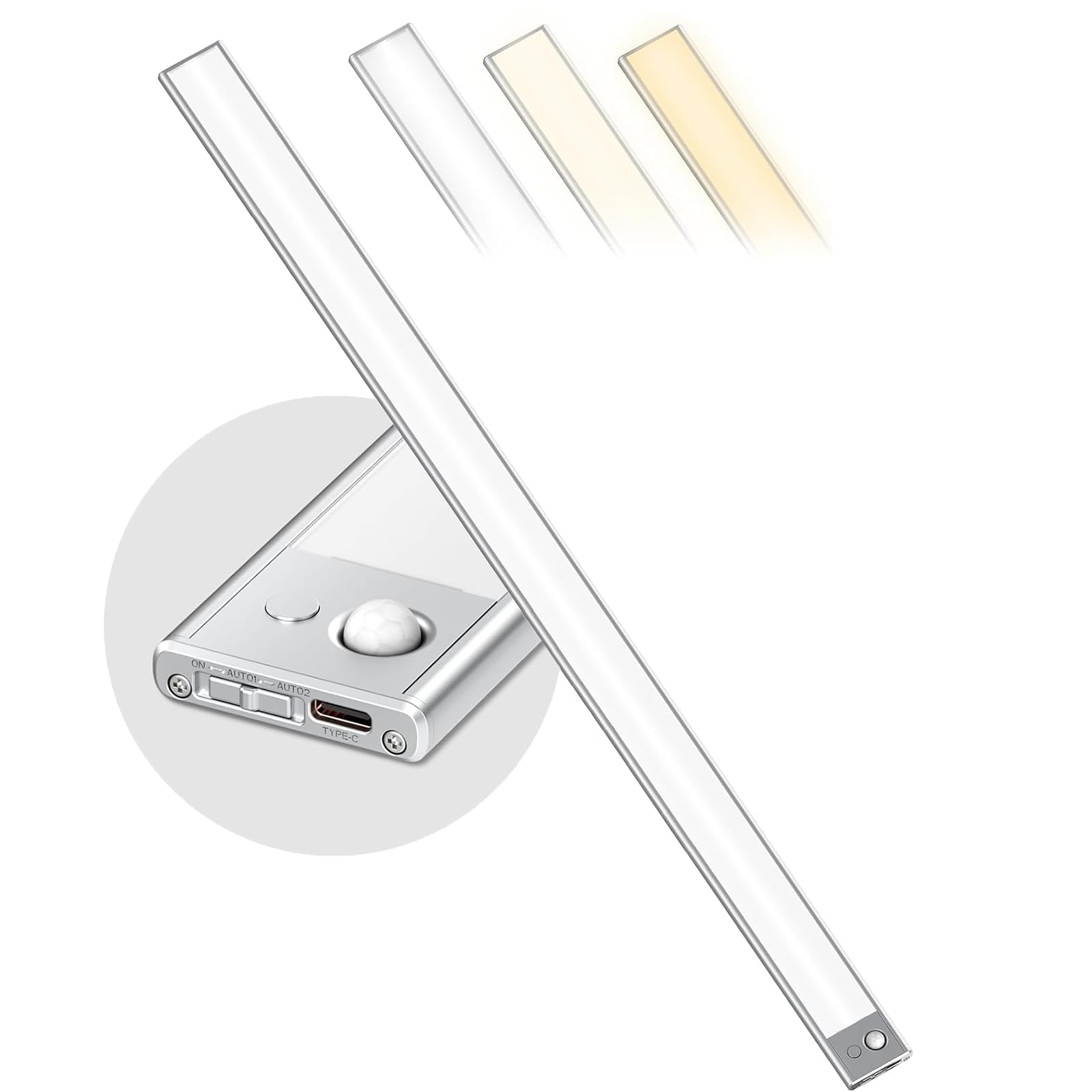 80CM Unterbauleuchte Küche LED Dimmbar, 296 LEDs Schrankbeleuchtung mit Bewegungsmelder, 6600mAh wiederaufladbar Beleuchtung LED leiste, 3 Farbmodi magnetische Led Leiste für Schrank,Kleiderschrank