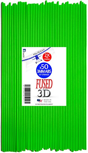 Premium 3D Printer Pen Filament: 50 Strands of 10inch 3MM ABS Plastic Perfect for Doodling Made for The 3D Printer Pens (x50 Strands, Green)