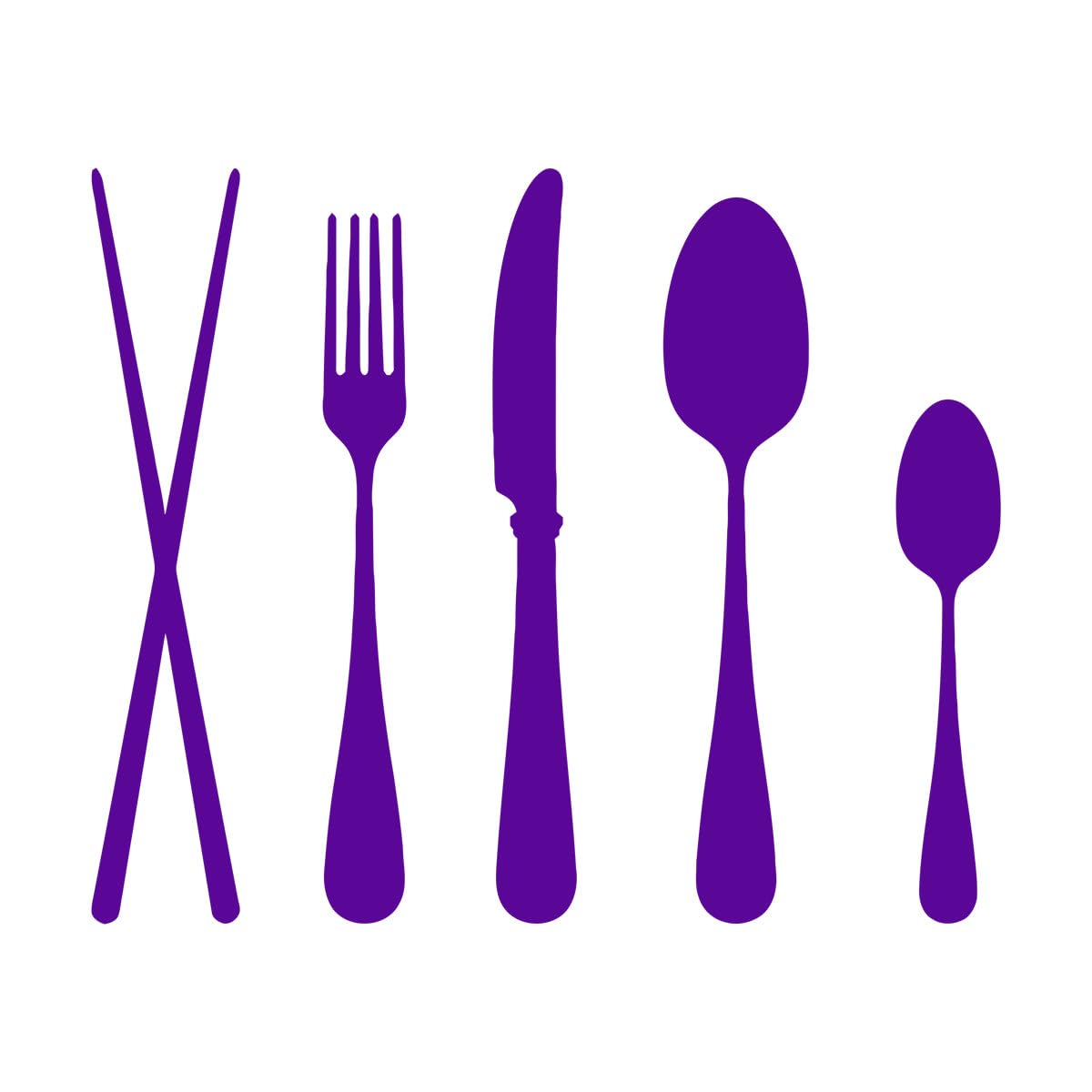 Spoon Knife Fork Wall Stickers Vinyl Decal Vinyl Wall Decal Flatware Cutlery Kitchen Restaurant Decor Stickers Mural Small - 42x52cm