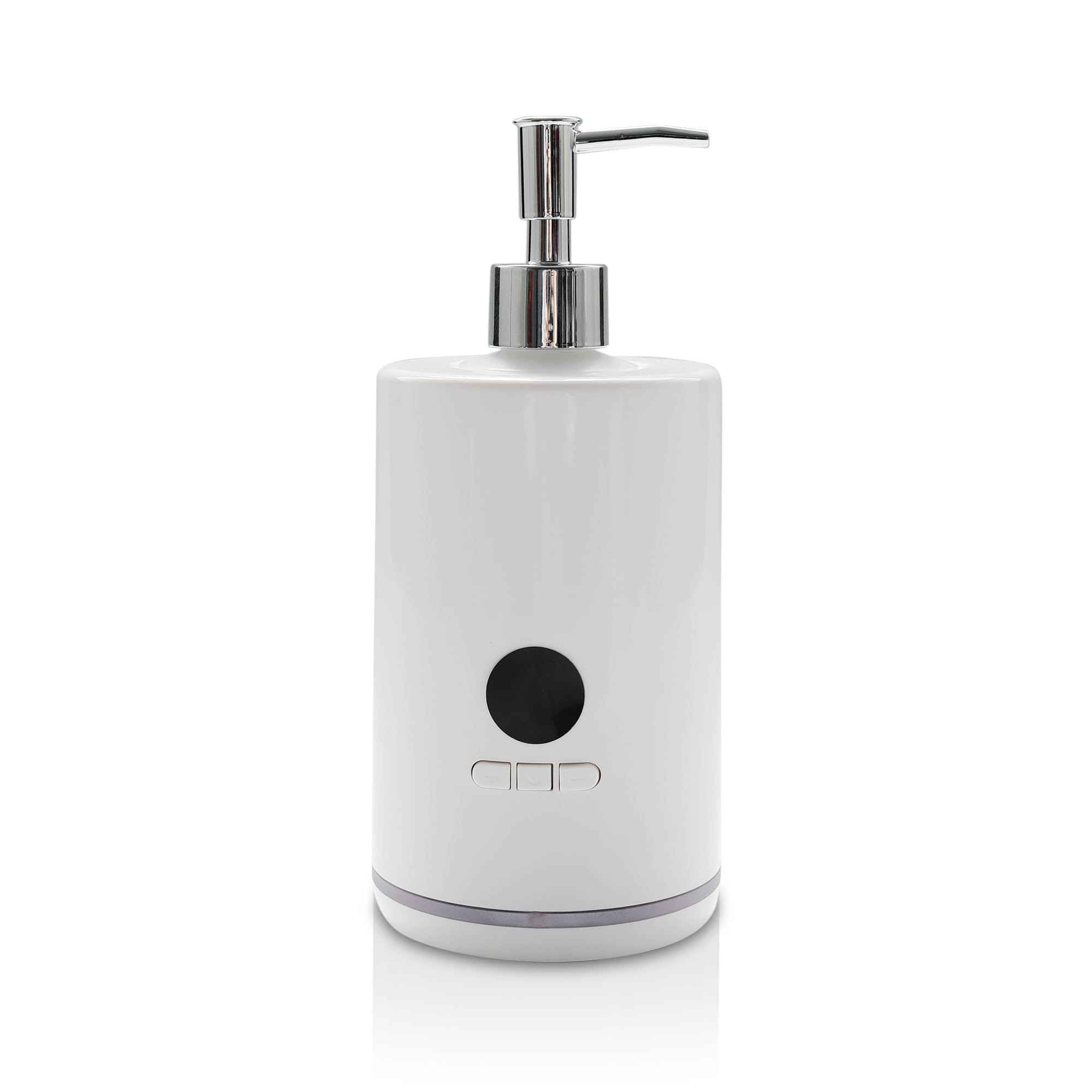 Massageöl Wärmer | Externe Kunststoff Flasche - LED Beleuchtung | Temperaturbereich 40-60°C | Für Massageöl und ätherische Öle | Massage Wellness Wohlfühlen | Stilvoller Massageöl Erwärmer (Weiß)