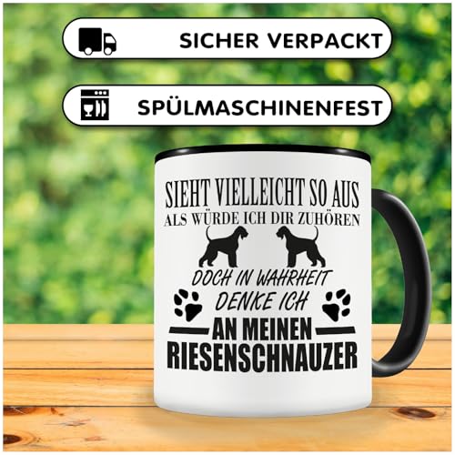 Samunshi® Ich denke an meinen Riesenschnauzer Hunde Tasse Kaffeetasse Teetasse Kaffeepott Kaffeebecher Becher 300ml schwarz