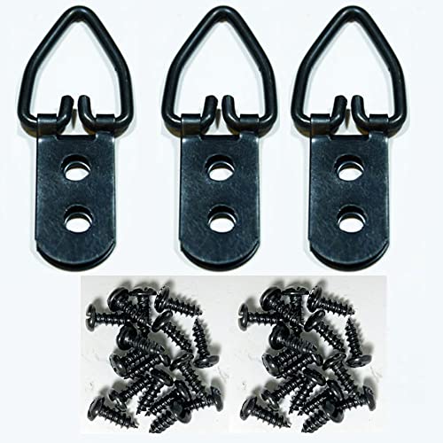 Image of 10 Pack Large Black 2 Hole Strap Hanger with 20 Screws