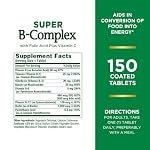 Nature's Bounty Super B-complex with Folic Acid Plus Vitamin C, 300 Tablets (2 X 150 Count Bottles) - Image 4