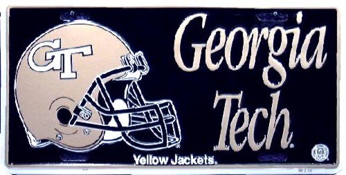 Hangtime Georgia Tech - Georgia Tech Yellow Jackets - Football Helmet Embossed Metal auto tag