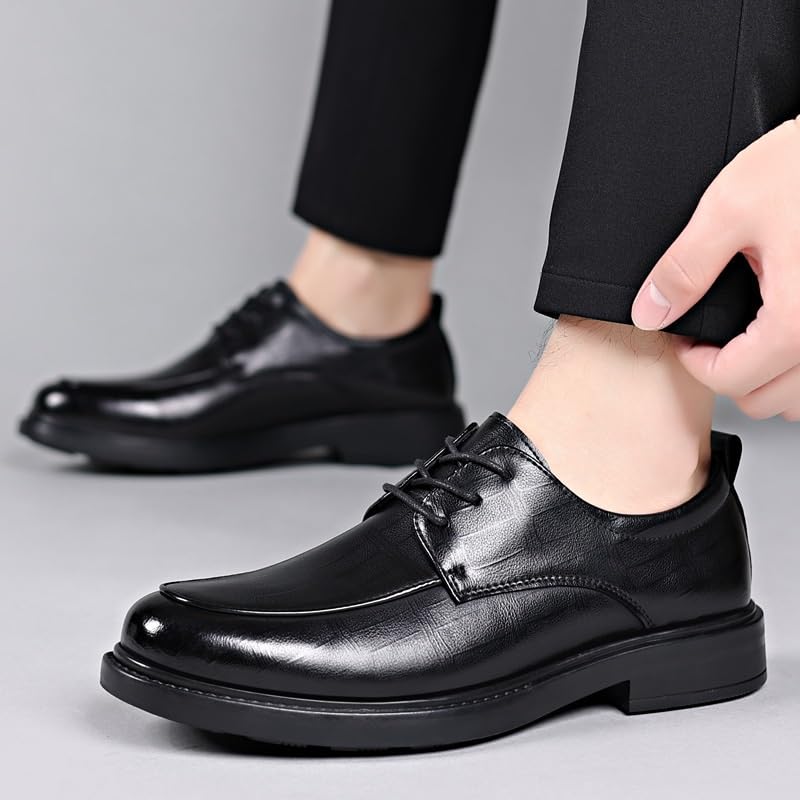 Dress Shoes for Mens Lace Up Height Increasing Anti-Slip Classic Fashion Calfskin Leather Plain Toe4