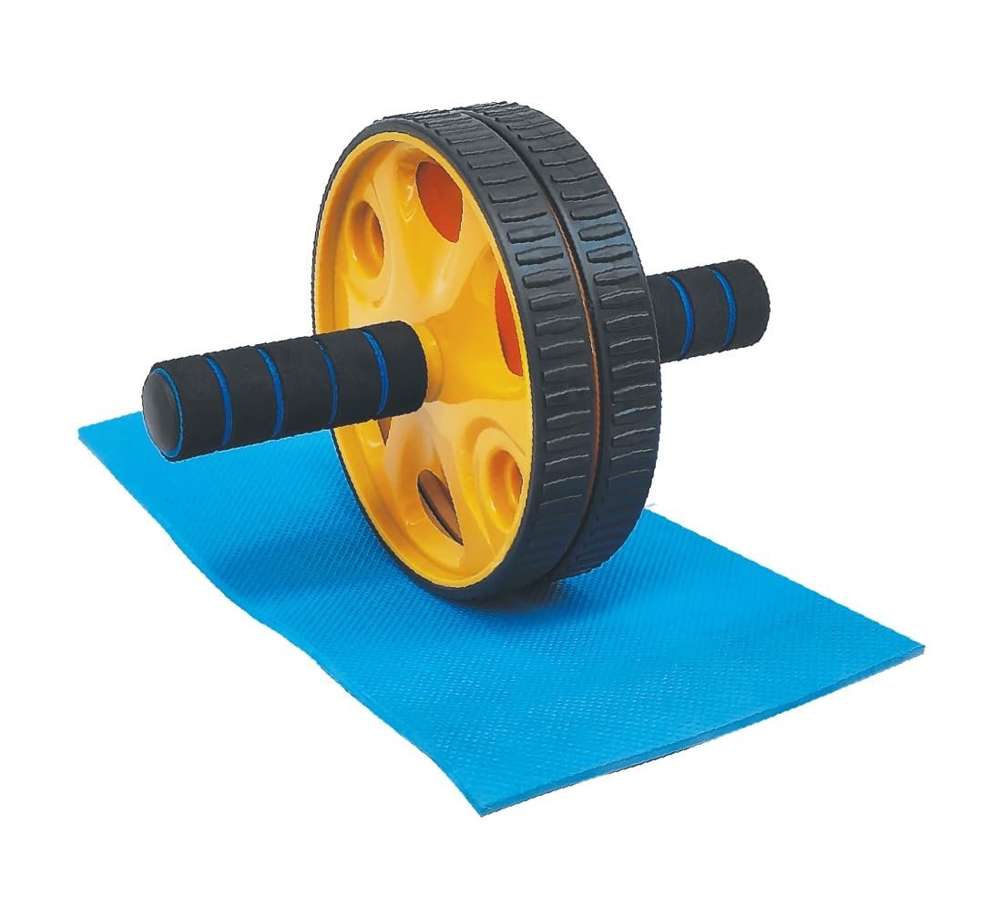 DFF Abs Roller Exerciser Wheel Anti Skid Wheel Total Body AB Roller Exercise for Abdominal Stomach Exercise Training with Knee Mat Steel Handle for Men & Women (Singal AB Roller)-image-41