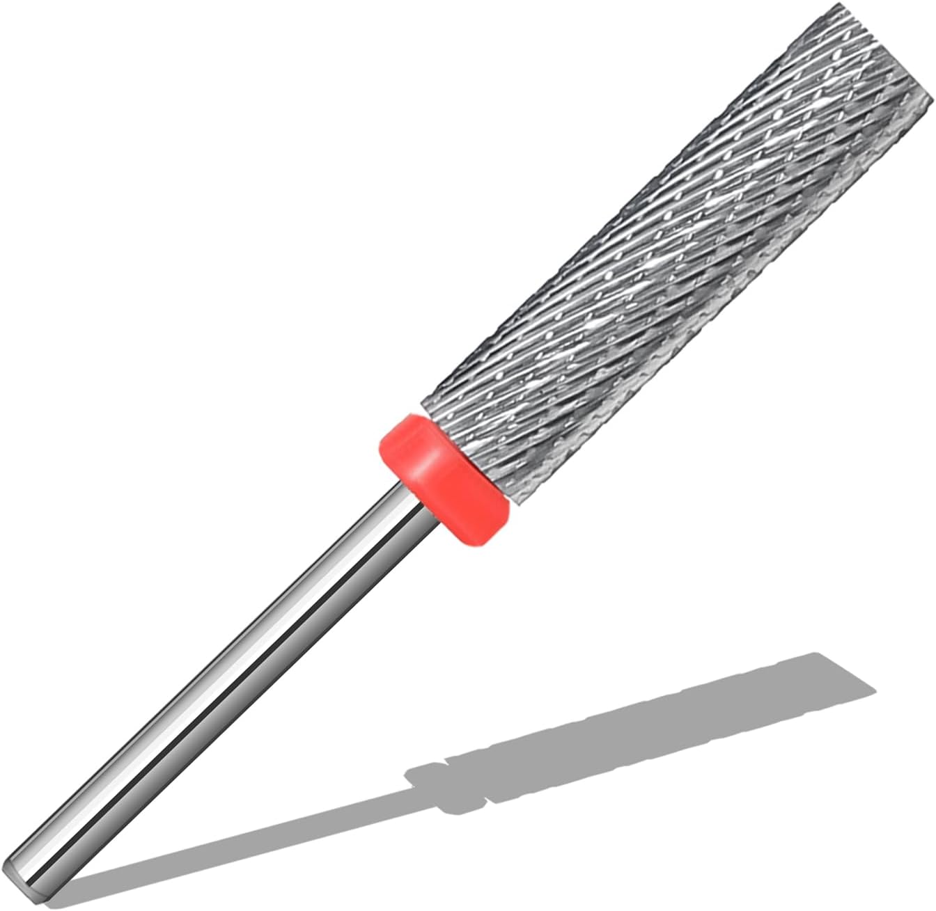 Super Long 24mm Flat Top 5-in-1 Nail Drill Bits, 3/32" Two-Way Rotate Carbide Tungsten Bits for Acrylic/Gel Removal,Professional Electric Drill Accessories for Manicure & Pedicure(Sliver, Fine-F)