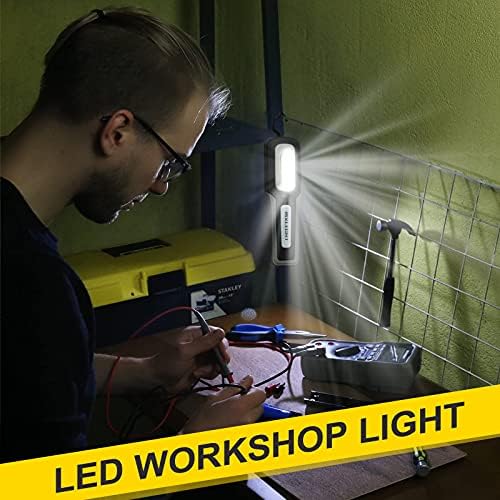 MXLEGNT Work Light Inspection Lamp: 20W Rechargeable Bright Magnetic Led Cob Work Torch Flashlight with 4500mah Battery - 800 Lumens - Perfect for Car Mechanic, Workshop