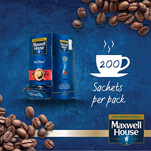 Maxwell House Mild Blend Instant Coffee Sticks - 200 x 1.5g Sachets (1 Pack, 200 Sachets)