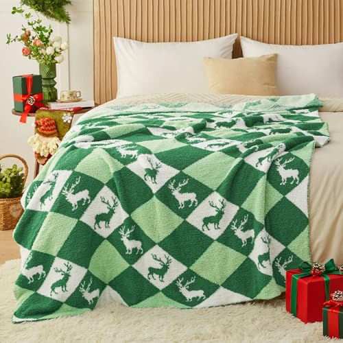Image of CYMULA Christmas Knit Throw Blanket - Super Soft Cozy Fuzzy Blankets for Couch, Sofa & Bed, Holiday Throw Blanket,60 inchx80 inch
