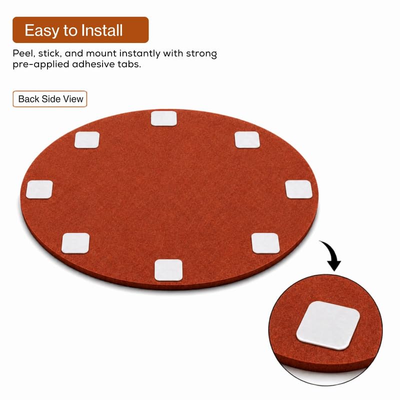 Image of MMT Acoustix Circle Felt Acoustic Wall Panel | Sound Proofing for Room |Premium Acoustic Panel |Pin Board for Wall |Sound Absorbing Panels | Circle Felt Acoustic Wall Panel |Rust| 60 x 60 cm | 4 Pcs