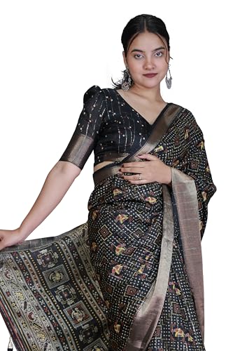MIRCHI FASHION Women Sari Cotton Silk Blend Printed | Elegant Smo...