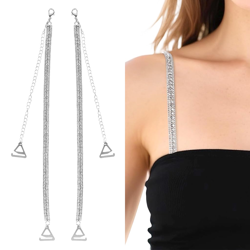 Rhinestone Bra Straps, Adjustable Decorative Bra