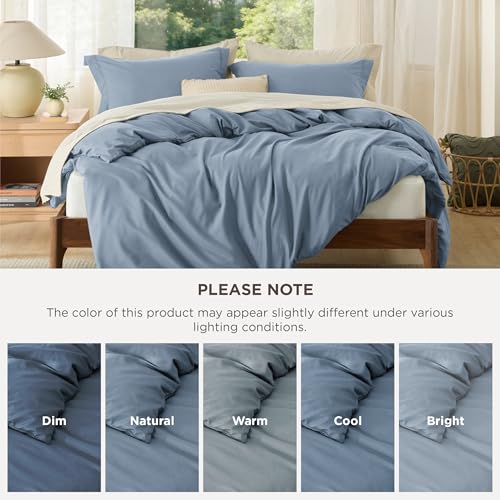 Image of Bedsure Duvet Cover Full Size - Soft Double Brushed Bedding Set for Kids & Adults, Zipper Closure, 3 Pieces, Includes 1 Duvet Cover (80 inchx90 inch) & 2 Pillow Shams, NO Comforter, Dusty Blue