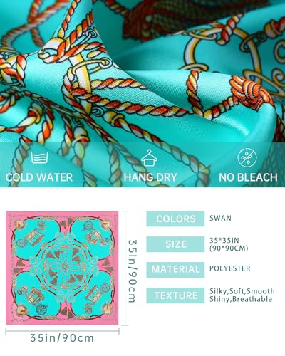 𝟑𝟓” Satin Head Scarf for Women, Large Square Silk Like Head Scarf for Hair Wrapping and Sleeping at Night2