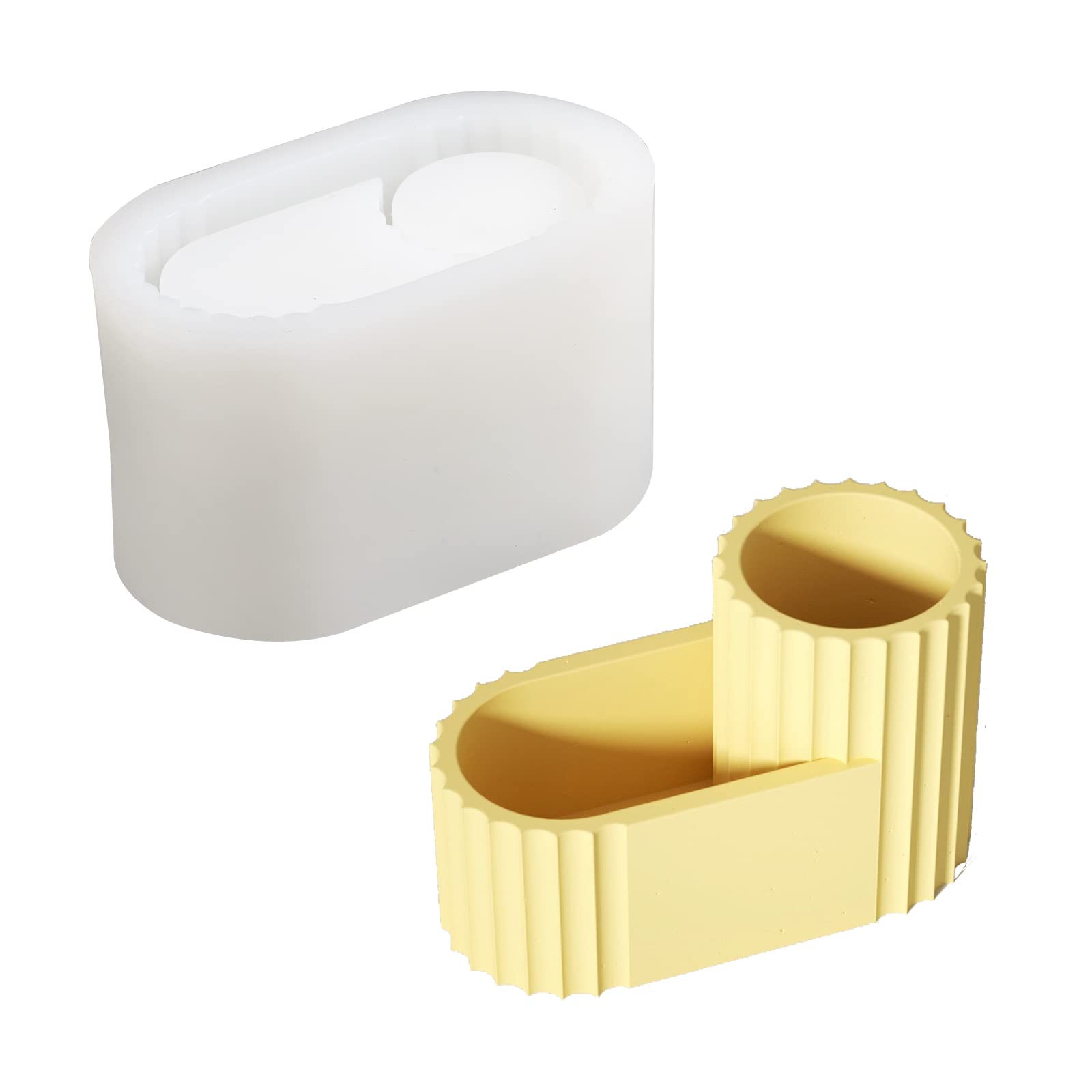 BOOWAN NICOLE Concrete Pen Holder Mould Silicone Cement Mold Assembly Desk Organizer Storage Set Stationery Office Accessories Succulent Planter Multi-Functional Simple Plaster Furnishing Tool