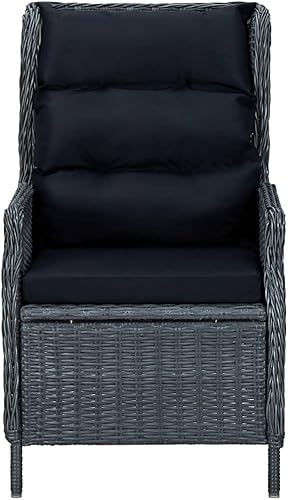 Miniatura 5 de KTHLBRH Juego de comedor de patio de 7 piezas con cojines, de ratán de poliéster gris oscuro, muebles de patio al aire libre, muebles de patio,