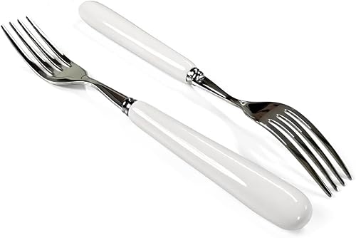 Tenedores de mesa de acero inoxidable 1810 de 8.1in, tenedor de plato principal, tenedor de 4 púas, SUS304 de 8 pulgadas, blanco (304DF20-5)