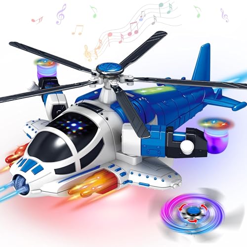 Image of Kidology Helicopter Toy with Lights and Sound for Kids Age 2+ Years, 360Freedom and Automatic Operated Toys | Sensory Toys for Toddlers | Ideal for Gifting | Blue