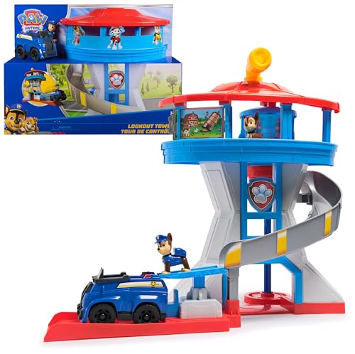 PAW PATROL - Lookout Tower (2025), über 50 cm hoch, Hauptquartier Spielset mit 1 Basis Polizei-Fahrzeug, 2 Chase Figuren und Zubehör, geeignet für Kinder ab 3 Jahren