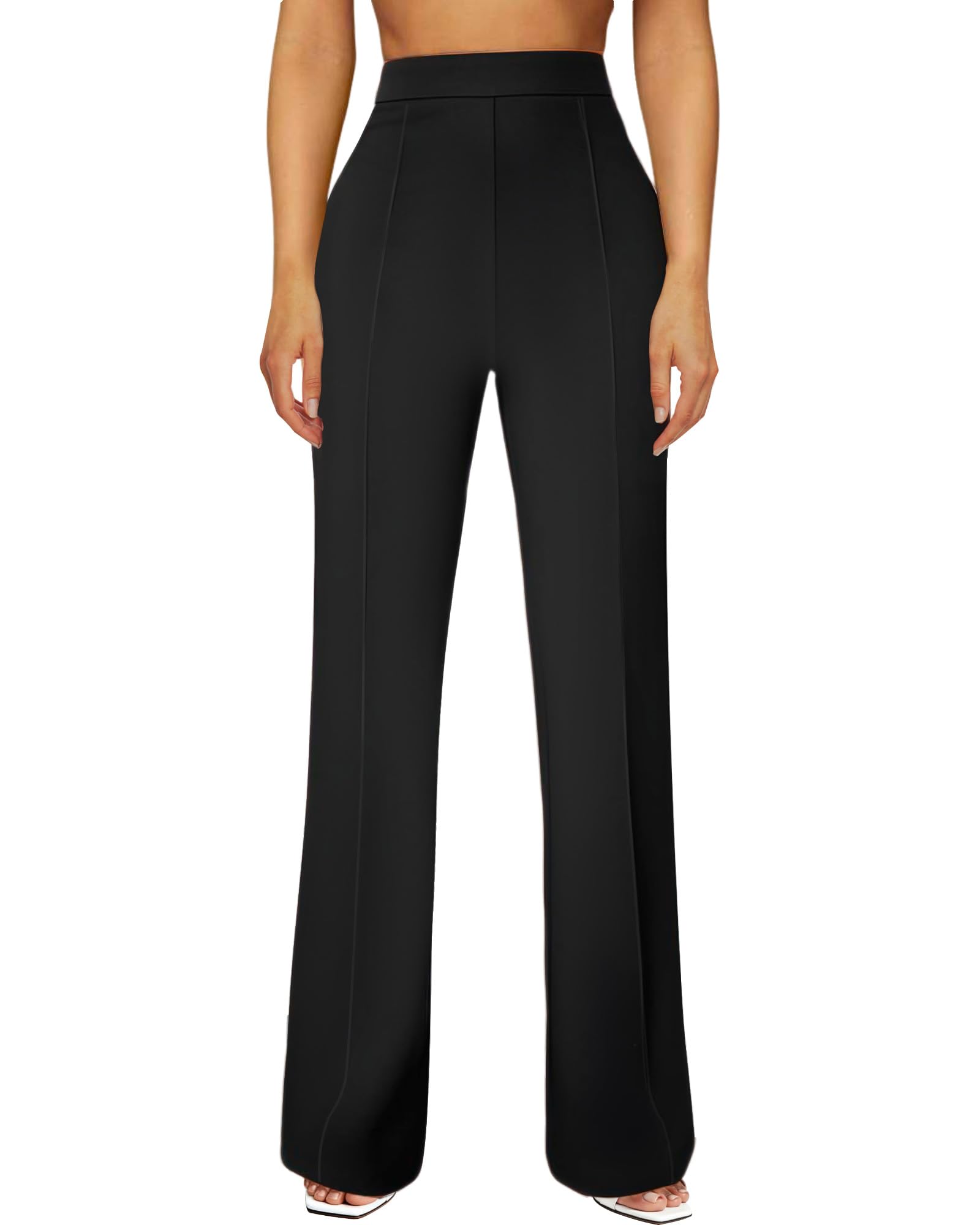 Womens Straight Leg Dress Work Pants High Waist Stretchy Business Casual Pants Office Trousers Slacks