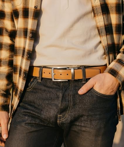 Image of MILORDE Reversible Belt for Men - Adjustable Size - Premium Leather - Double Style in One Belt