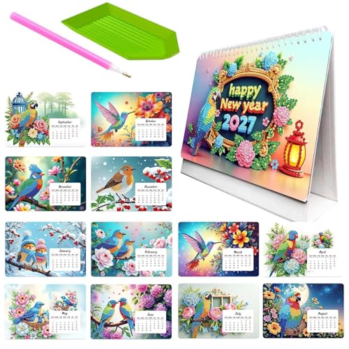 Calendrier de Peinture Strass DIY 2027 planificateur artistique mensuel de bureau et d'études