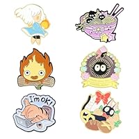 XFSRG 6 Stück Niedliche Emaille Pins Set Lustige Cartoon Katzen Brosche Anime Abzeichen Kawaii Stil Mode Accessoires für Mädchen Jungen Teenager