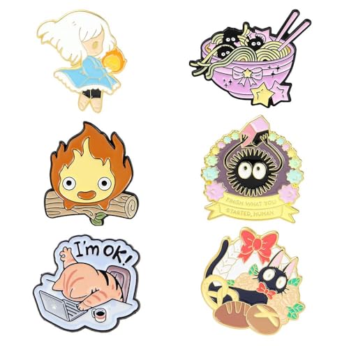 XFSRG 6 Pines Esmaltados Lindos Kawaii Broches de Dibujos Animados Japoneses Duradero Regalo para Niñas Niños Amigos