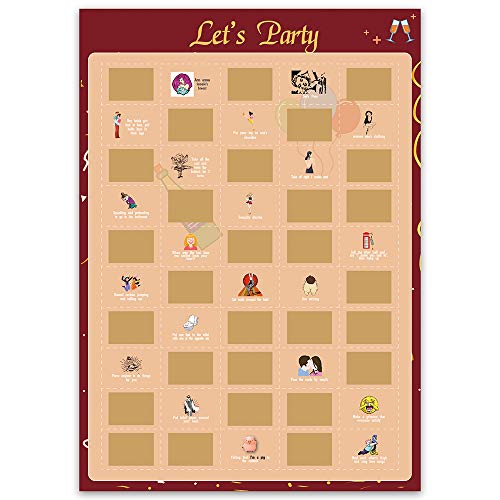 Image of NTZS 50 Partys adventure Scratch Off Poster-Party Punishment Bucket List (16.5 inch x 23.4 inch) Christmas Festival Gift