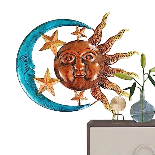 Art mural en métal soleil lune idée cadeau pendaison de crémaillère