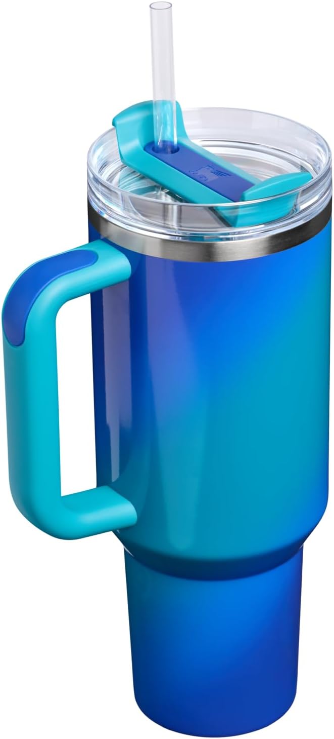 STANLEY Quencher H2.0 Tumbler with Handle and Straw 40 oz | Flowstate 3-Position Lid | Cup Holder Compatible for Travel | Insulated Stainless Steel Cup | BPA-Free | Sea Glass Aura