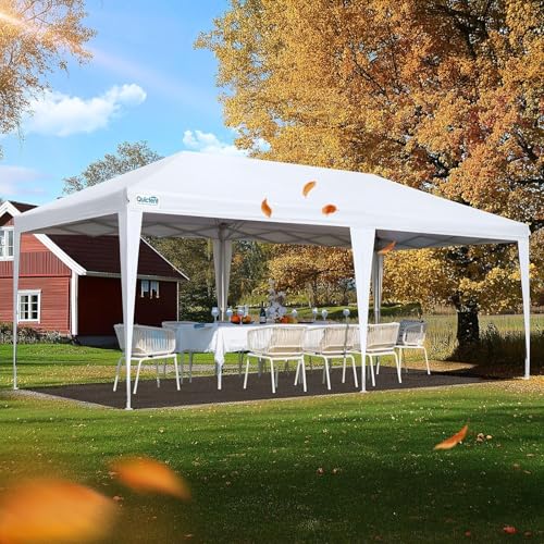 Quictent 10x20 Pop up Canopy Without Sidewalls Easy up Canopy Tent Instant Shelter with Windows for Outdoor Event Party