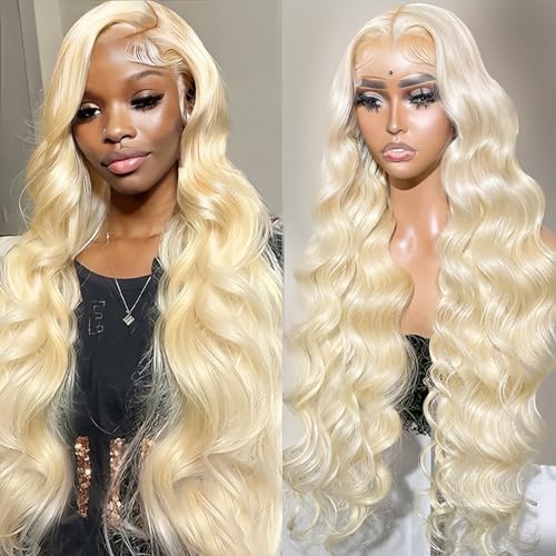 Alimubi 613 13x6 Lace Front Wig Human Hair 200 Density 613 Lace Front Wig Human Hair Body Wave Blonde Wig Human Hair28 Inch