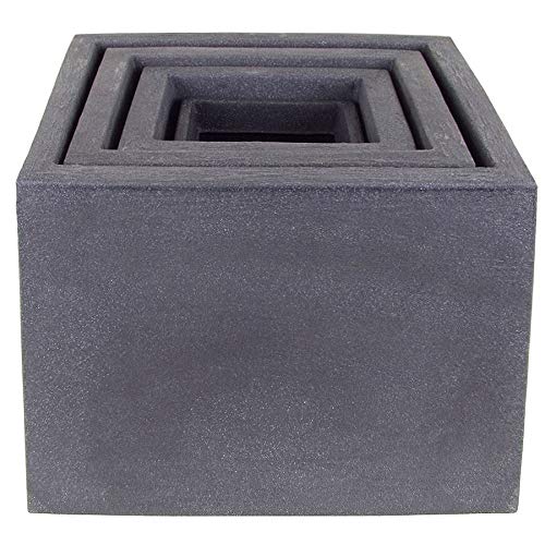 Spetebo 4-delige bloementrap antraciet - 60 x 40 x 40 cm - XXL kunststof bloempot plantenbak vierkante plantenpot trap wenteltrap bloementrap
