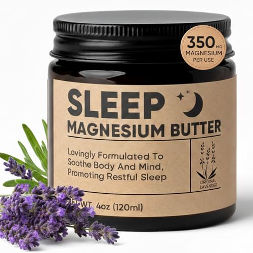 Wanciment Magnesium Butter for sleep Magnesium Cream with Shea & Mango Butter Arnica & Essential Oils for Relaxation Nighttime MagnesiumLotion for Legs Arms or Chest(Lavender) (A)
