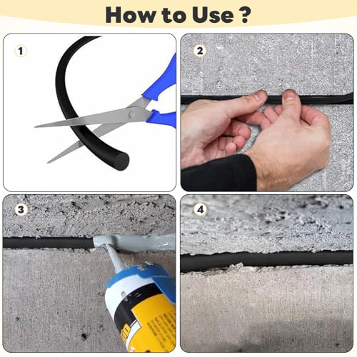 DGSL Backer Rod 3/4 Inch, Caulk Saver, Black Foam Backer Rod, Concrete Expansion Joint Filler, EPDM Rubber Crack Filling for Driveway and Wall Cracks (16.4 Ft Length)