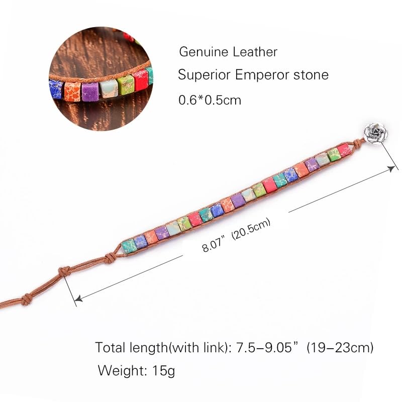 Image of 7 Chakra Bracelet Bohemian Handmade Leather Wrap Healing Protection Natural Stone Yoga Beaded Bracelets Boho Friendship Jewelry