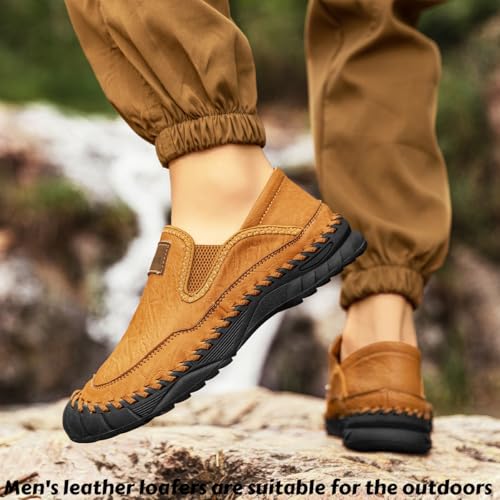 The First Young Shoes Men, Men's Handmade Leather Orthopedic Outdoor Loafers, Comfortable Casual Leather Slip On Moccasins2
