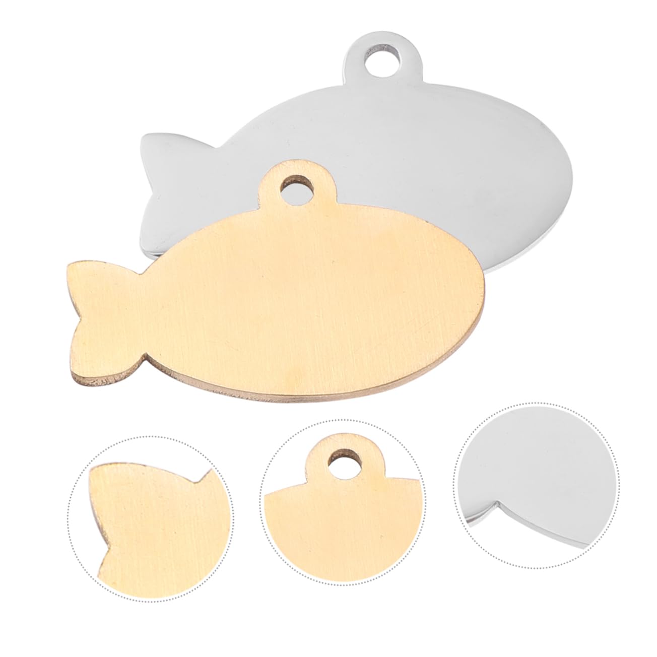YARNOW 2pièces Médaille pour Chat Et Chien Personnalisée Breloque Forme De Poisson Accessoire pour Collier Gravure Claire Anneau De Sécurité